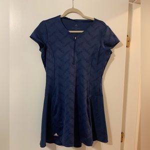 Adidas short sleeve collarless golf dress with detached inner shorts and UPF 50+